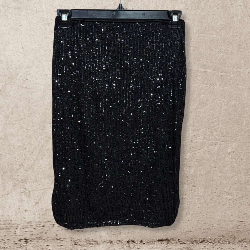 7th Ray Elegant Black Sequin Skirt